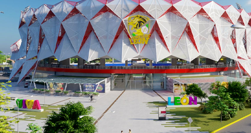 El estadio de béisbol de León que tendrá una inversión final de casi 600 millones de córdobas. Foto: Captura de pantalla.