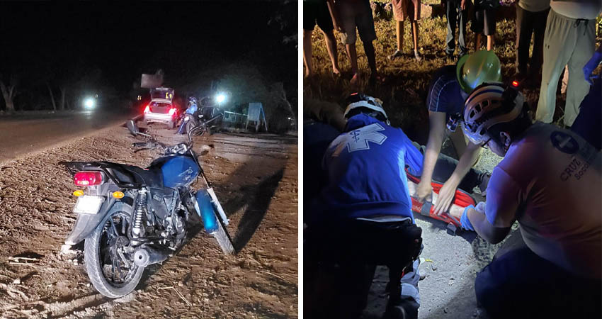 Motociclista lesionado en Las Calabazas, Estelí. Foto: José Enrique Ortega/Radio ABC Stereo