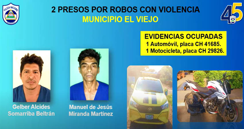 Acusados de perpetrar robos en el municipio de El Viejo. Foto: Informe Policial