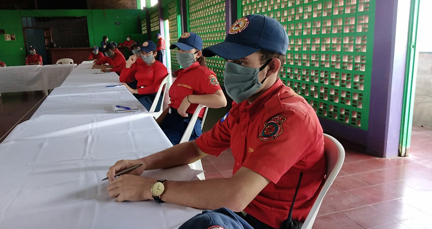 Capacitación realizada ayer en el Benemérito Cuerpo de Bomberos de Estelí. Foto: Juan Fco. Dávila/Radio ABC Stereo