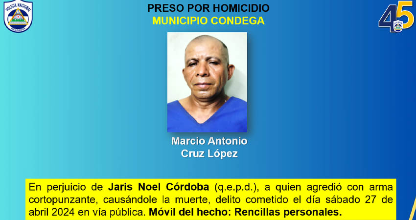 Acusado de homicidio en Condega, Estelí. Foto: Cortesía/Radio ABC Stereo