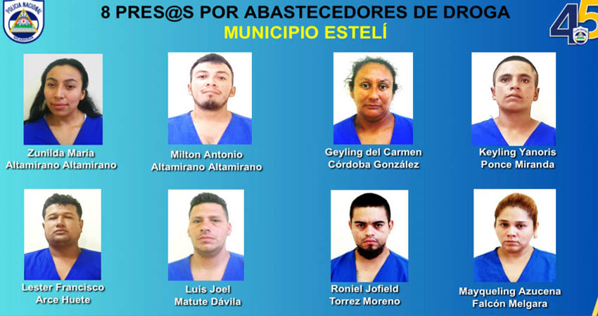 La policía capturó a 10 personas en la última semana por delitos de peligrosidad. 8 de ellos fue por abastecer droga en el municipio de Estelí.