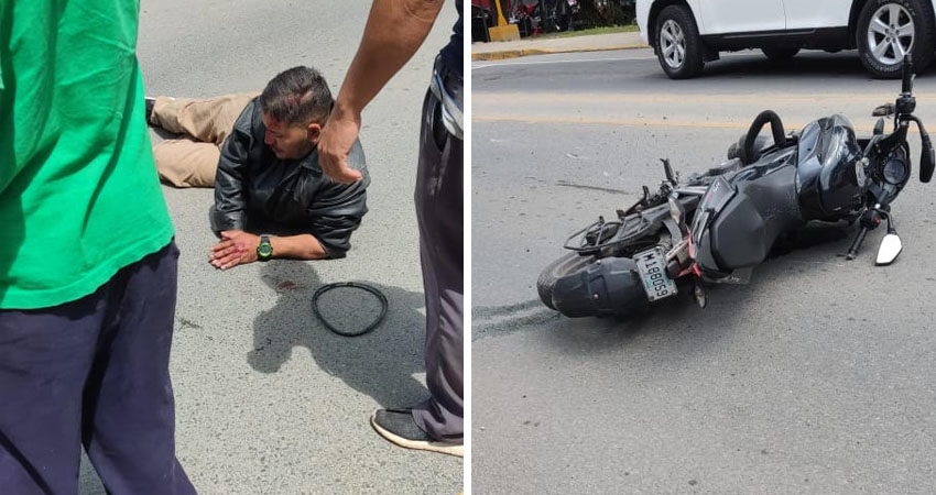La víctima perdió el control de su motocicleta e impactó contra un un objeto de concreto que se encuentra como señalización en la carretera, sufriendo lesiones leves.