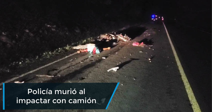 Policía murió al impactar con camión en cuesta La Cucamonga