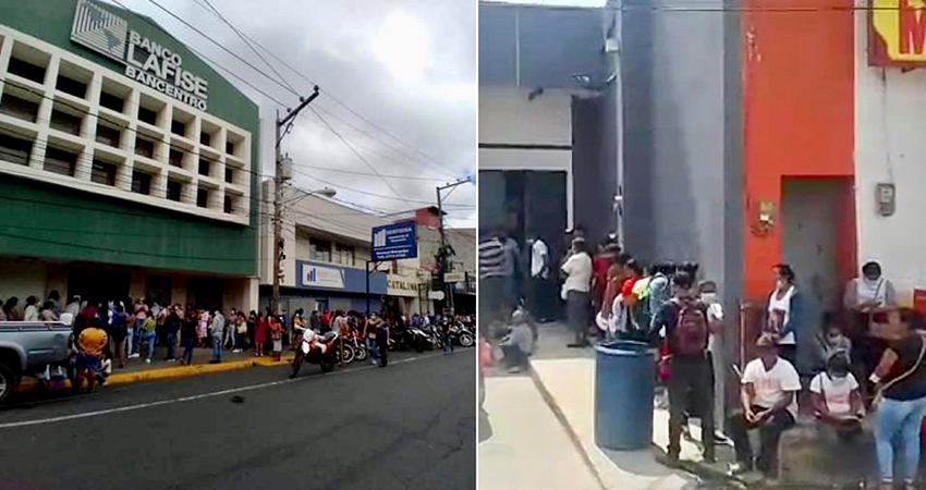 Una parte de las filas para bancos de Matagalpa y Ocotal. Foto: Cortesía/Radio ABC Stereo