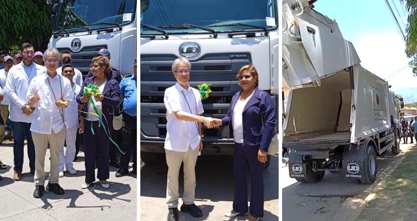 El Embajador Nakamura hizo entrega de un camión compactador de desechos sólidos a la Alcaldia de San Juan de Limay y de un camión compactador de desechos sólidos a la Alcaldia de San Sebastián de Yali a través del Programa de Asistencia Financiera No Reembolsable (APC).