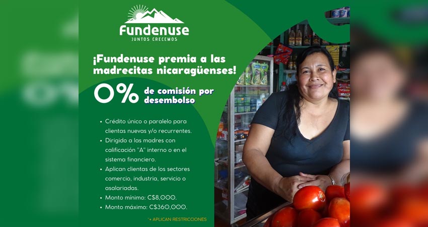 Fundenuse, S.A. premia a las madrecitas nicaragüenses con el 0% de comisión por desembolso. Foto: Cortesía