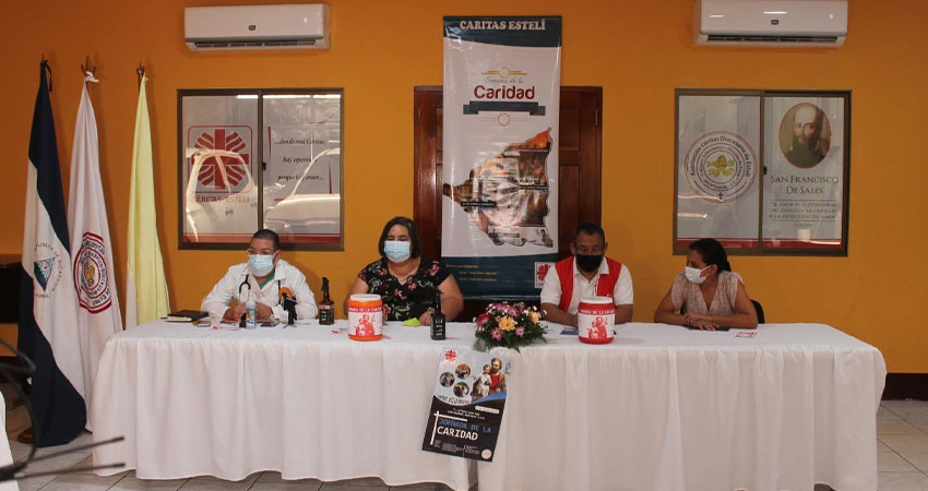 Durante la conferencia de prensa en Cáritas Estelí. Foto: Famnuel Úbeda/Radio ABC Stereo