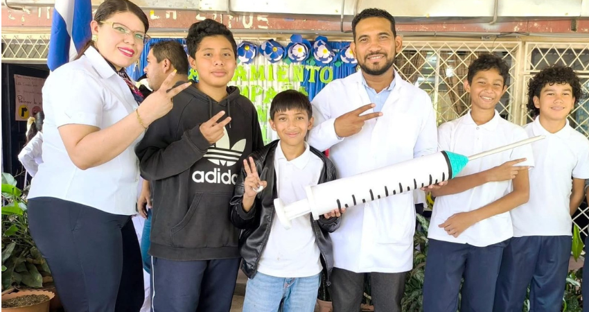 La campaña en Nueva Segovia se lanzó en la escuela Gabriela Mistral, de Ocotal. Foto: Cortesía/Radio ABC Stereo