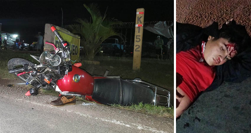 El motociclista Milton Reyes resultó gravemente lesionado. Foto: Cortesía/Radio ABC Stereo