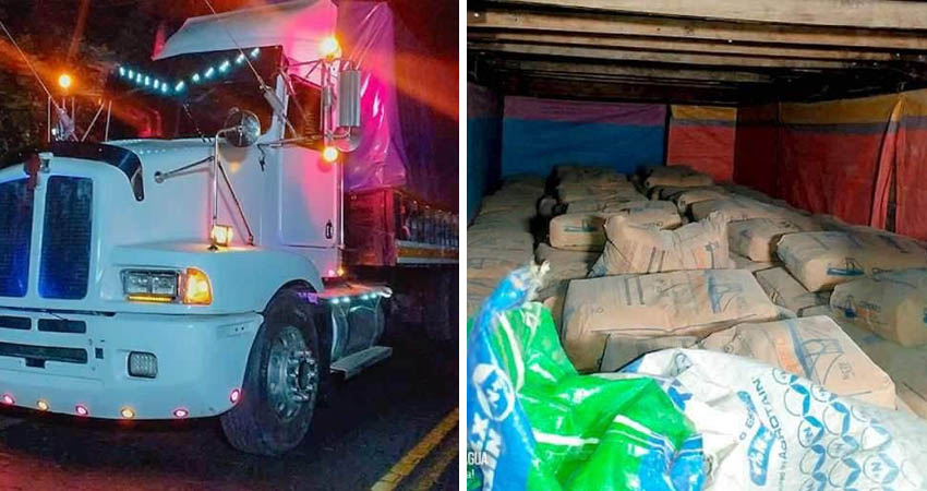 Camión cargado de cemento de contrabando. Foto: Cortesía/Ejército de Nicaragua
